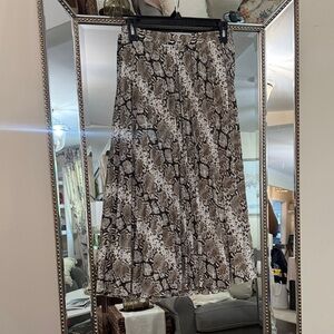 Snakeskin Print Midi Skirt